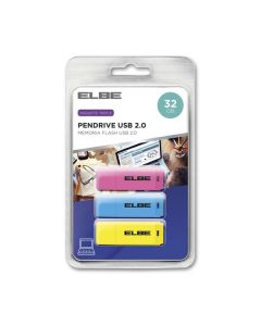 ELBE USB-332 unidad flash USB 32 GB USB tipo A 2.0 Azul, Rosa, Amarillo